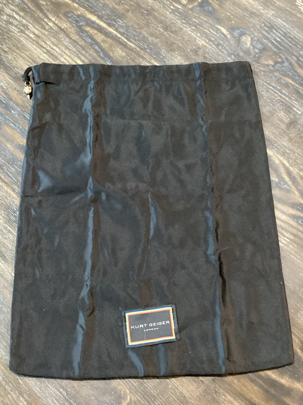 Kurt Geiger Black Satin Logo Drawstring Dust Bag